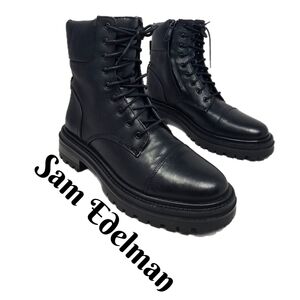 Sam Edelman Black Lace-Up Ankle Booties